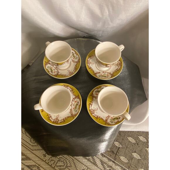 8 Piece Set of Gracie China Demi Tasse Cups with Saucers Birds Berries EUC - Picture 5 of 15